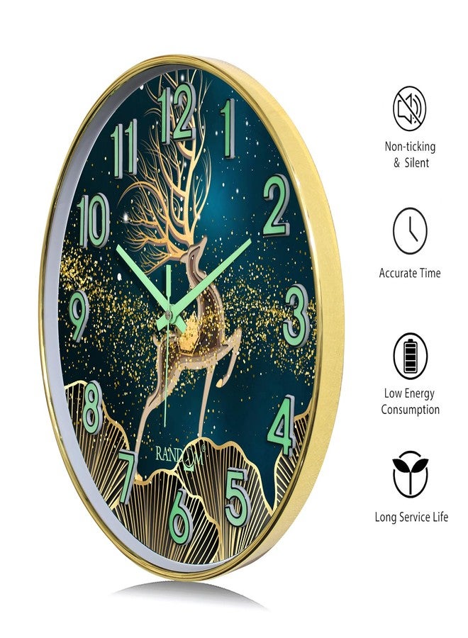 راندم ساعة حائط راديوم مقاس 12.75 بوصة (إطار ذهبي، وجه معدني) - Image 4